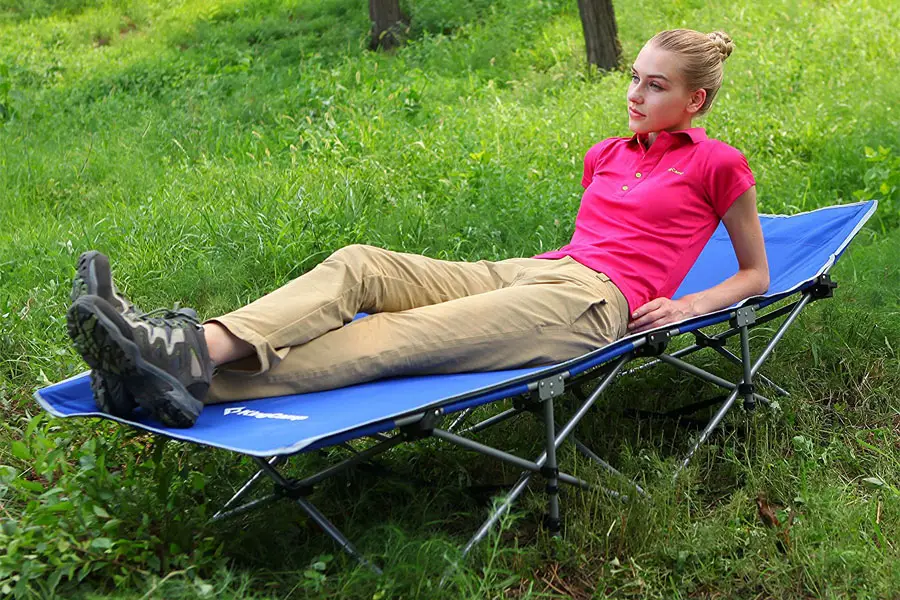 sleeping on a cot