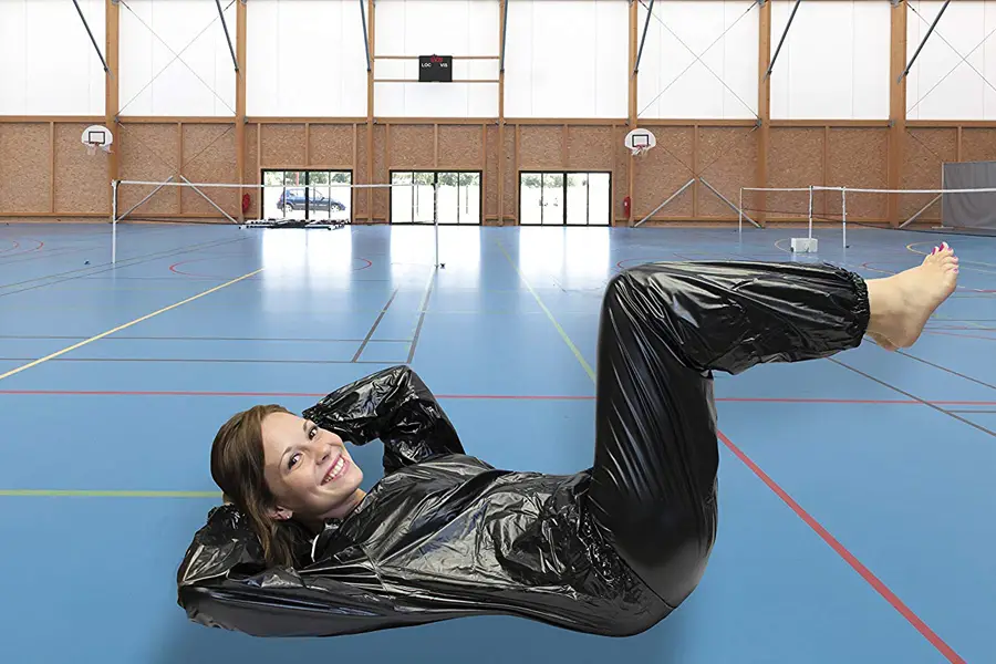 title sauna suit with hood