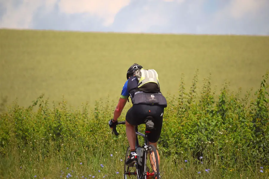 cycling with backpack
